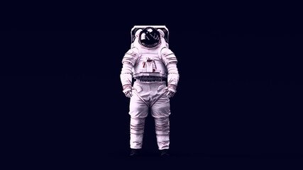 Wall Mural - Astronaut with Black Visor and White Spacewalk Spacesuit with Bright White 80s lighting	