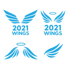 Wall Mural - hand drawn angel wings. sketch of birds wings. airforce logo icons. avia vector logo