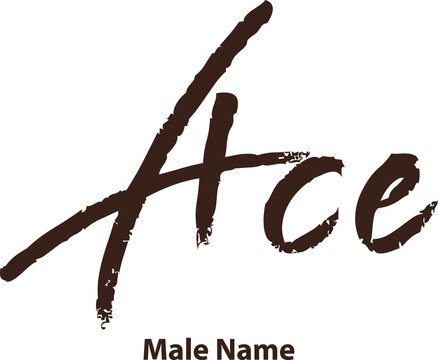 Ace male Name Brush Typography in Brown Color Text