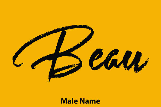 Beau-Male Name Brush Calligraphy Text on Yellow Background