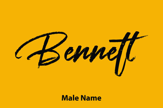 Bennett-Male Name Brush Calligraphy Text on Yellow Background