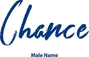 Wall Mural - Chance-Male Name Handwritten Cursive Brush Calligraphy Blue Color Text