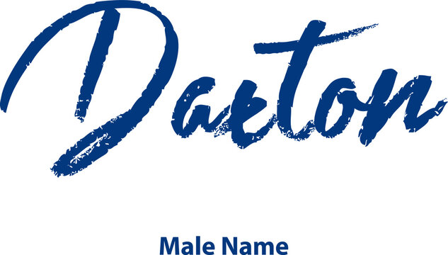 Daxton-Male Name Handwritten Cursive Brush Calligraphy Blue Color Text