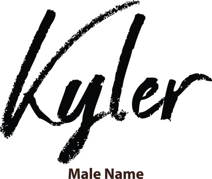 Kyler-Male Name Written Letter Brush Calligraphy Text on White Background