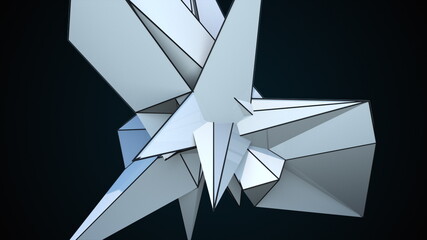 Poster - 3D rendering spiky fractal shape on black, computer generated abstract modern backdrop