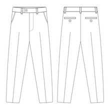 Template Suit Trouser Pants Vector Illustration Flat Design Outline Clothing