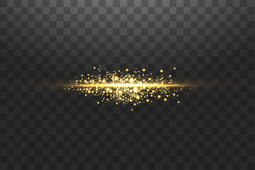 Wall Mural - glow isolated gold transparent effect, lens flare, explosion, glitter, line, sun flash, spark and st