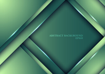Wall Mural - template design abstract green nature gradient stripes overlap layer background with lighting.