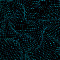 Poster - Abstract 3D science technology concept blue grid wavy wave background and texture.