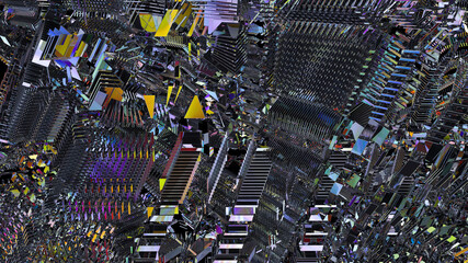 Wall Mural - Digital garbage, grange glitch or error. Abstract futuristic cyberspace background