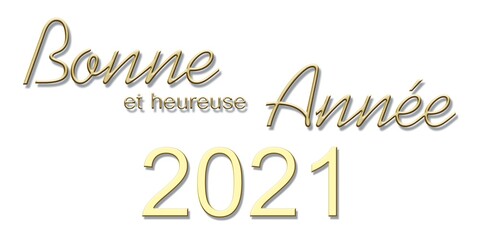 Wall Mural - Voeux de bonne et heureuse année 2021 en 3D sur fond blanc