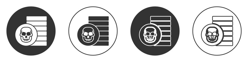 Poster - Black Pirate coin icon isolated on white background. Circle button. Vector.