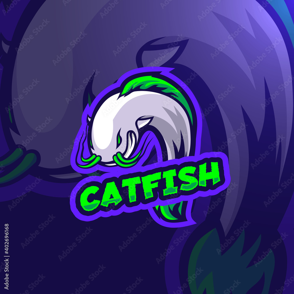 Catfih esport logo mascot gaming team Stock Vector | Adobe Stock