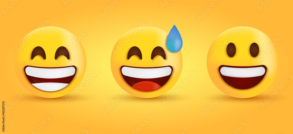 3d Beaming Grinning emoji Face with Smiling Eyes and cold Sweat ...