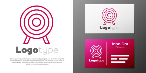 Poster - Logotype line Target sport icon isolated on white background. Clean target with numbers for shooting range or shooting. Logo design template element. Vector.