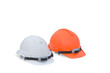 © TawanSaklay - White and Orange hard hat safety helmet isolated on white background with clipping path.