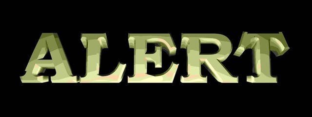 Poster - ALERT yellow write isolated on black background - 3D rendering illustration