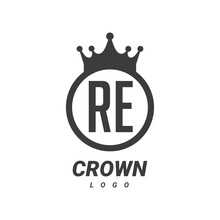 RE Letter Logo Design With Circular Crown.
