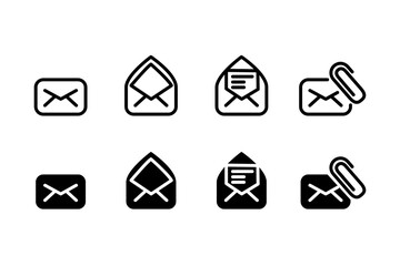 Poster - Set of linear and silhouette email icons design vector
