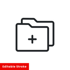 Poster - Add folder line icon for web template and app. Editable stroke vector illustration design on white background. EPS 10