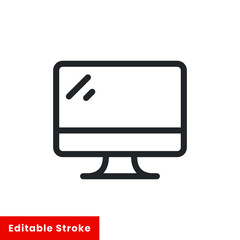 Fototapete - Monitor line icon for web template and app. Editable stroke vector illustration design on white background. EPS 10