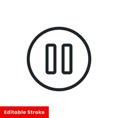 Poster - Stop button line icon for web template and app. Editable stroke vector illustration design on white background. EPS 10