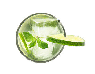 Delicious mojito isolated on white, top view