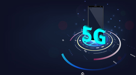 Aufkleber - 5G mobile network.5G network wireless with high speed connection High-speed mobile internet of next generation. Using modern digital devices. vector illustration. 