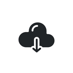 Poster - Cloud computing download glyph icon for web template and app. Vector illustration. design on white background. EPS 10