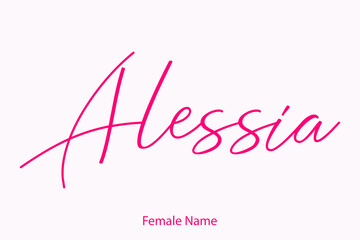 Poster -  Alessia Female Name in Beautiful Cursive Typography Pink Color Text 