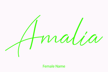 Canvas Print - Amalia Female Name Elegant Cursive Typography Orange Color Text 
