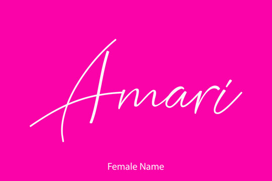 Amari.-Female Name in Beautiful Cursive Typography On Pink Background