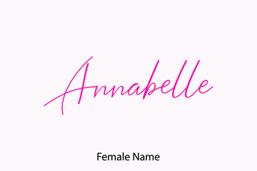 Sticker - Annabelle Female Name in Beautiful Cursive Typography Pink Color Text 