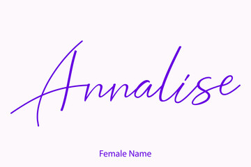 Wall Mural - Annalise Female Name in Beautiful Cursive Typography Purple Color Text 