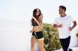 © javiindy - Young beautiful couple training together running outdoors