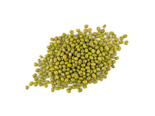 Wall Mural - Top view of Mung beans isolated on white background