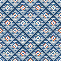 Wall Mural - seamless geometric blue square pattern with shadow
