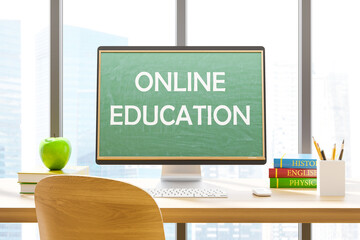 Wall Mural - Computer with online education concept