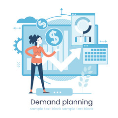 Poster - Marketing accounting concept. Finance management. Marketing investment. Digital auditing, business plan. Digital sales. Demand planning,