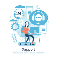 Poster - Website menu help concept. Online guides. Support landing page sections. Frequently asked Questions. Metaphor contact us. Help user interface.