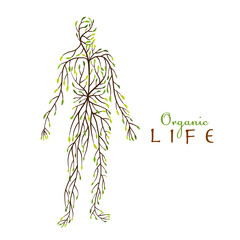 Aufkleber - Organic Life concept. Green leaf people shape for your design