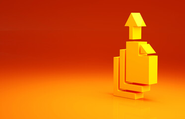 Poster - Yellow Data export icon isolated on orange background. Minimalism concept. 3d illustration 3D render.