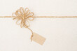 Paper Tag Label and Rope Bow Decoration, Gift Wrapping Paper with Twine String Ribbon