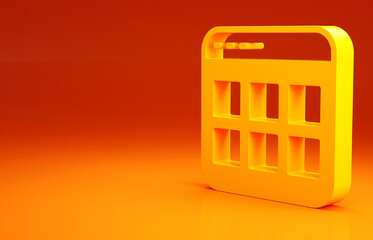 Poster - Yellow Browser files icon isolated on orange background. Minimalism concept. 3d illustration 3D render.