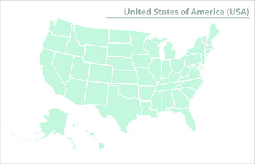Naklejka na meble United State of America map illustration vector detailed USA map