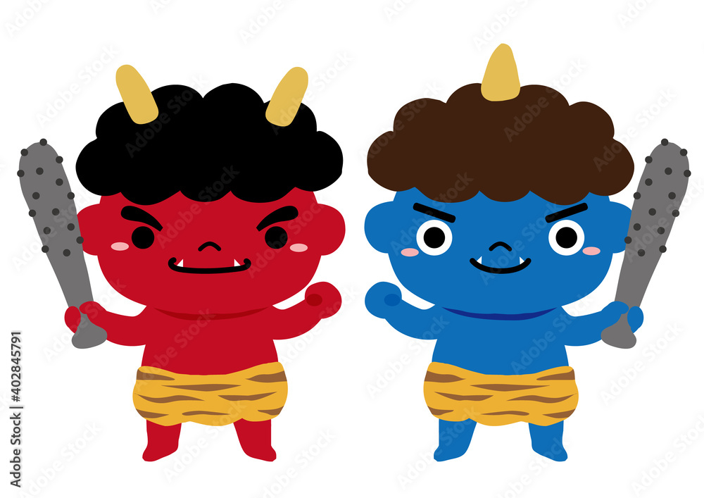 節分☆赤鬼&青鬼　イワシさんも♡ 節分の赤鬼と青鬼 写真素材 [4857171] - フォトライブラリー