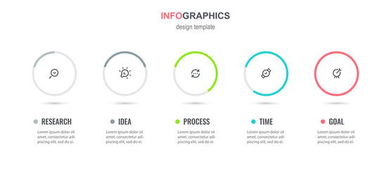 Vector Infographic design with 5 options or steps. Infographics for business concept. Can be used for presentations banner, workflow layout, process diagram, flow chart, info graph