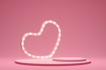 Poster - abstract background minimal style for branding product presentation on valentine's day. mock up scen
