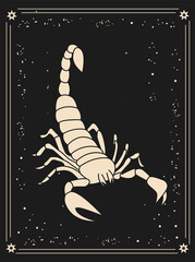 Wall Mural - scorpio zodiac sign. silhouette of golden color astrological sign on a dark background. magic illust