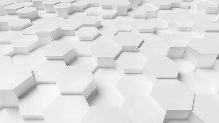 Fototapete - Abstract hexagonal background. 3d render of white hexagons